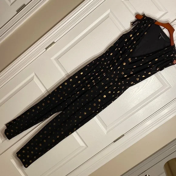 White House Black Market Black and Gold Jumpsuit - Picture 2 of 7